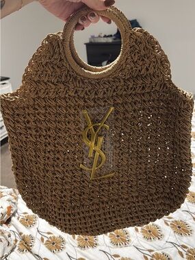 Woven Straw Tote Bag in Brown